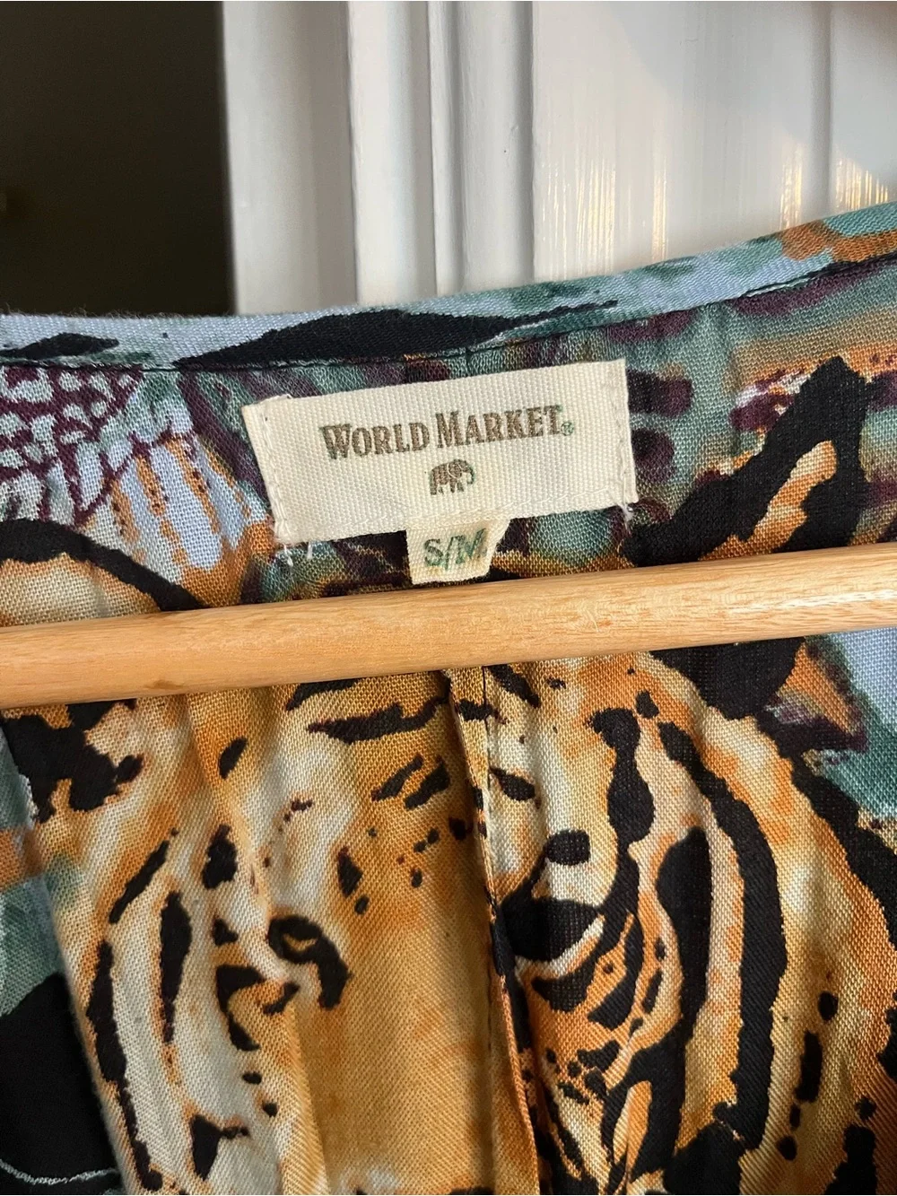 Cost Plus World Market Black Maxi Dress with Orange Tiger & Teal Floral Print - Picture 2 of 3